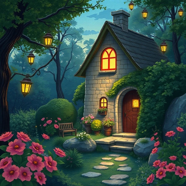 Lanterns by the Enchanted Cottage view 2