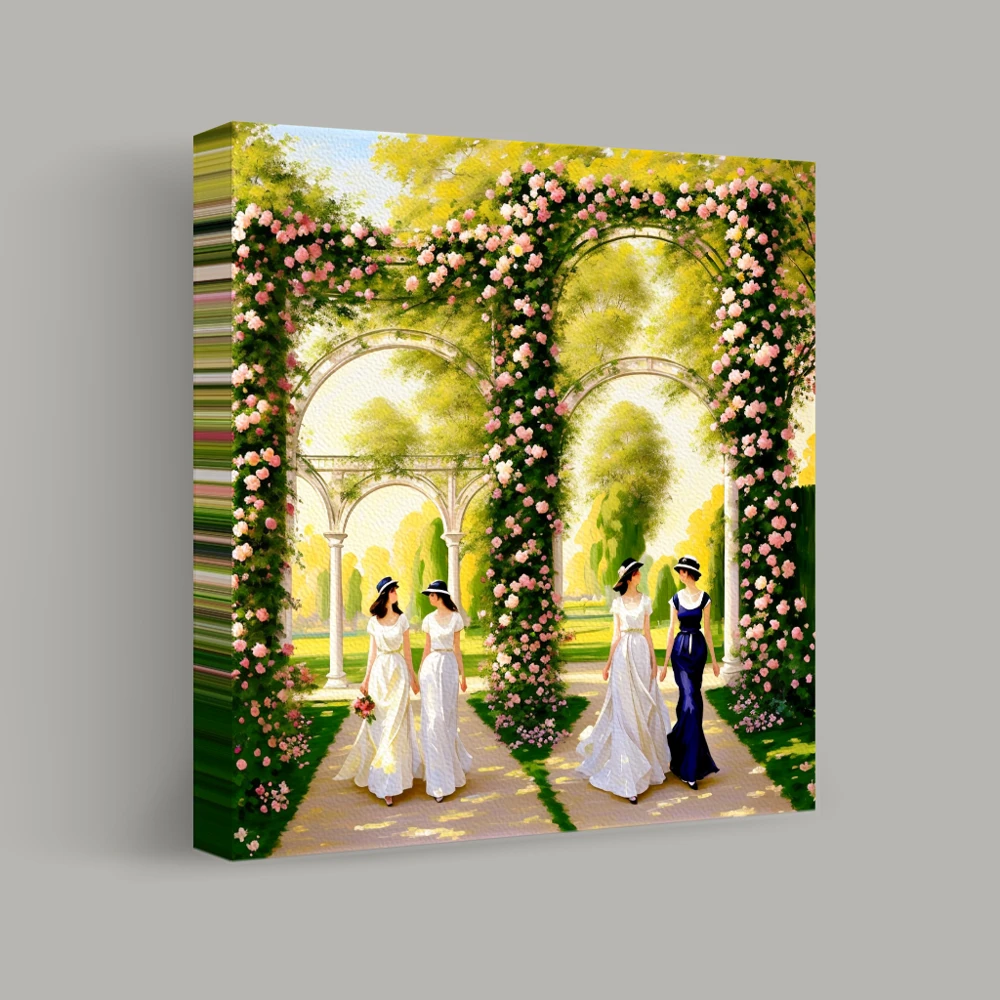 Strolling Through the Rose Pavilion — canvas
