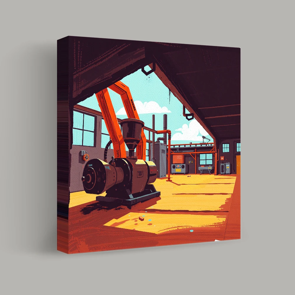 Industrial Workshop Scene — canvas