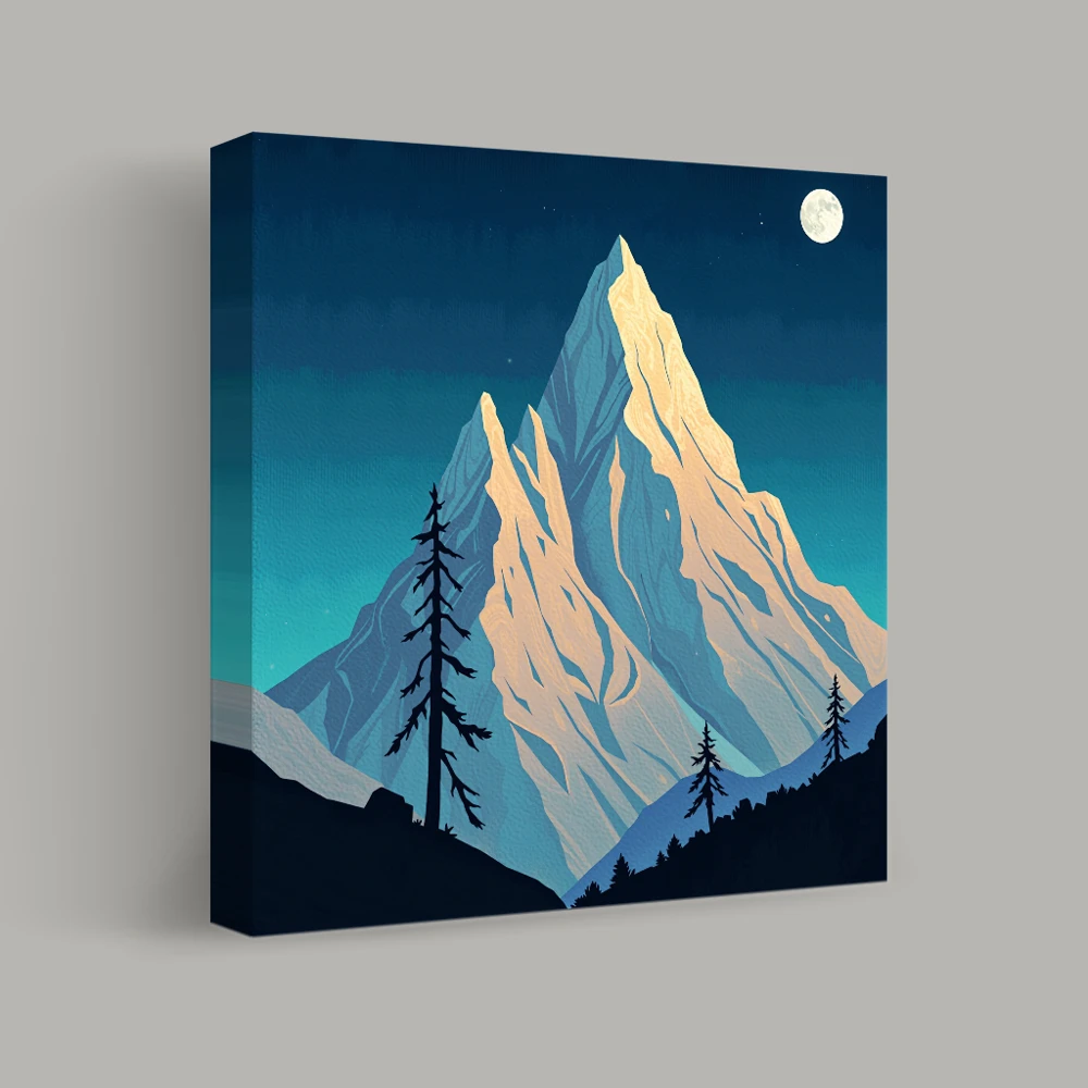 Moonlit Peaks and Shadows — canvas