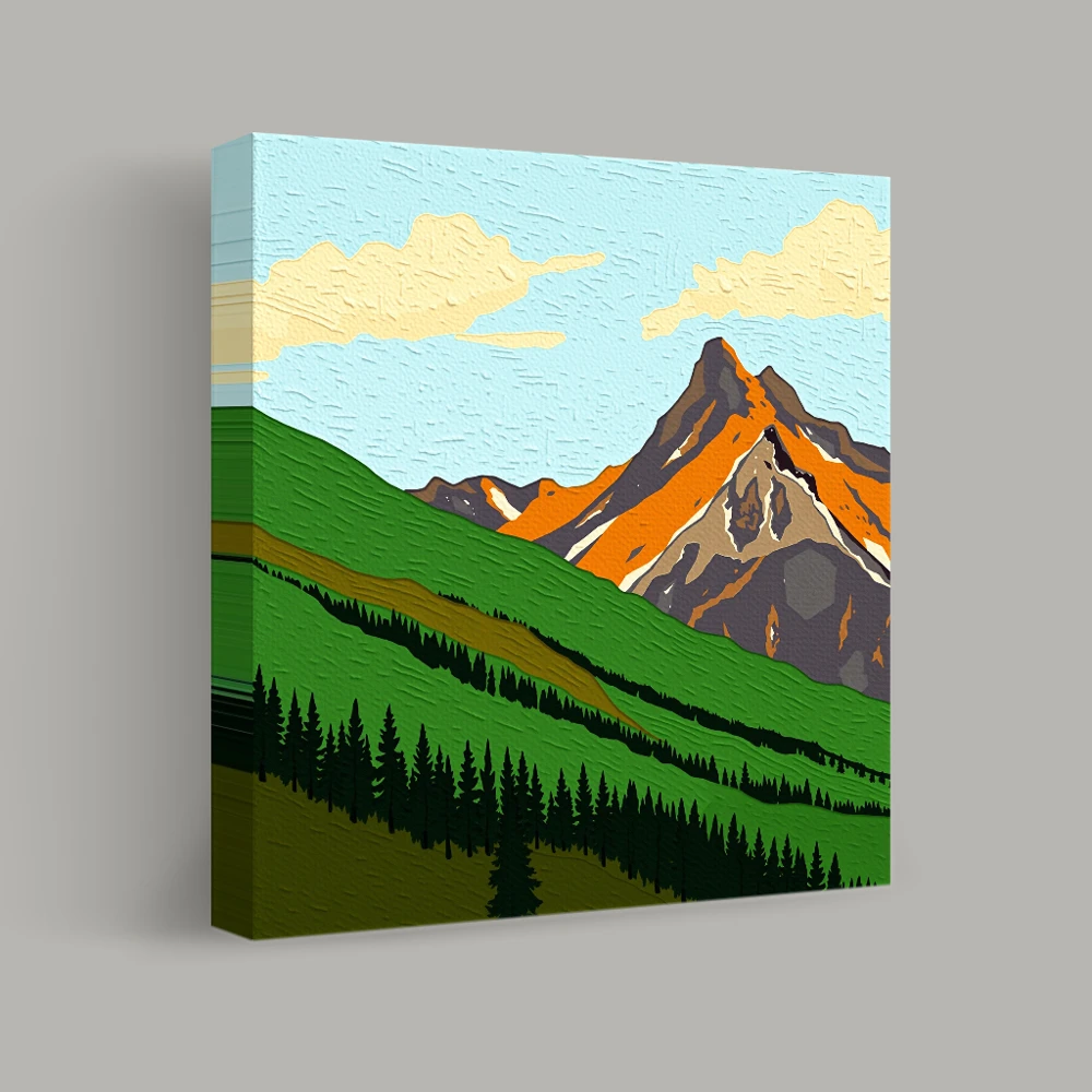 Majestic Peaks of Vibrant Hues — canvas
