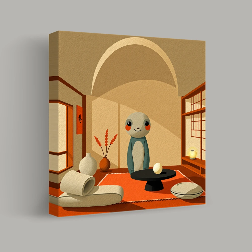 Serene Figurine in a Minimalist Room — canvas
