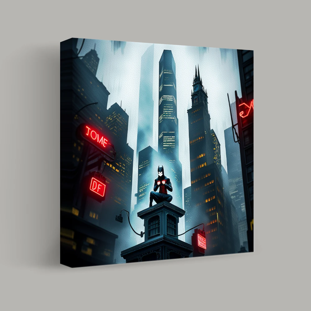 Guardian of the Neon City — canvas