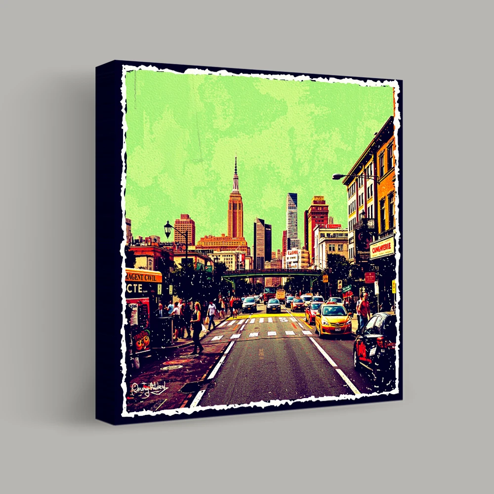 Urban Street View with Skyscrapers — canvas