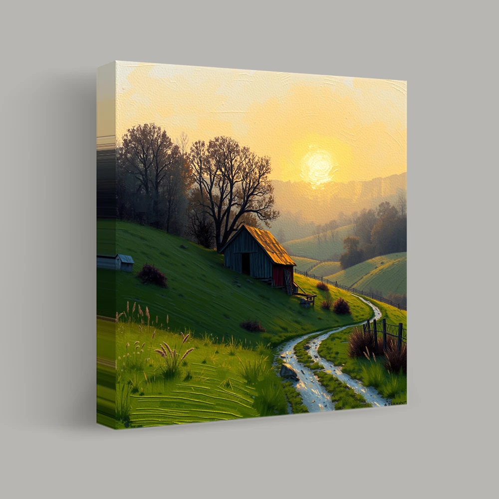 Sunrise Over Rolling Fields — canvas