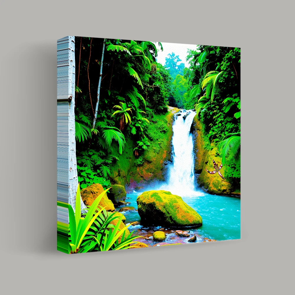 Cascade Amidst the Lush Canopy — canvas