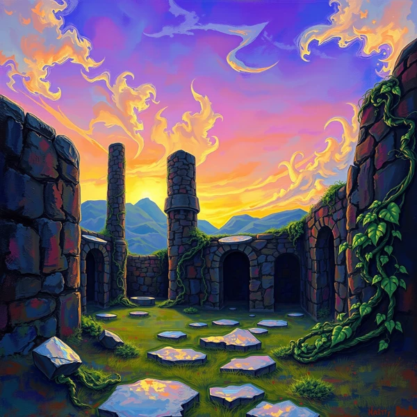 Ruins Beneath a Vivid Sky view 2