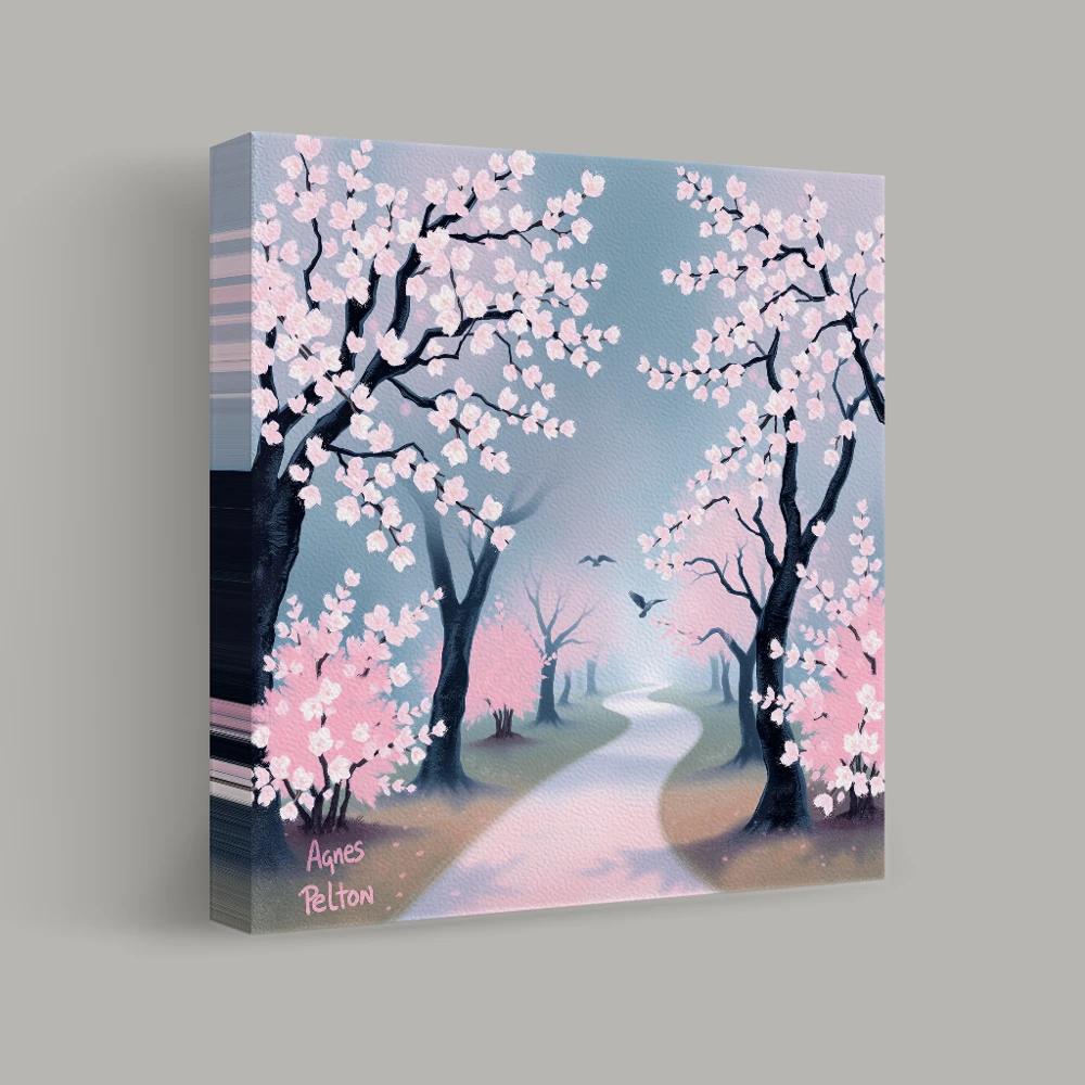 Pathway Through Blossoms — canvas