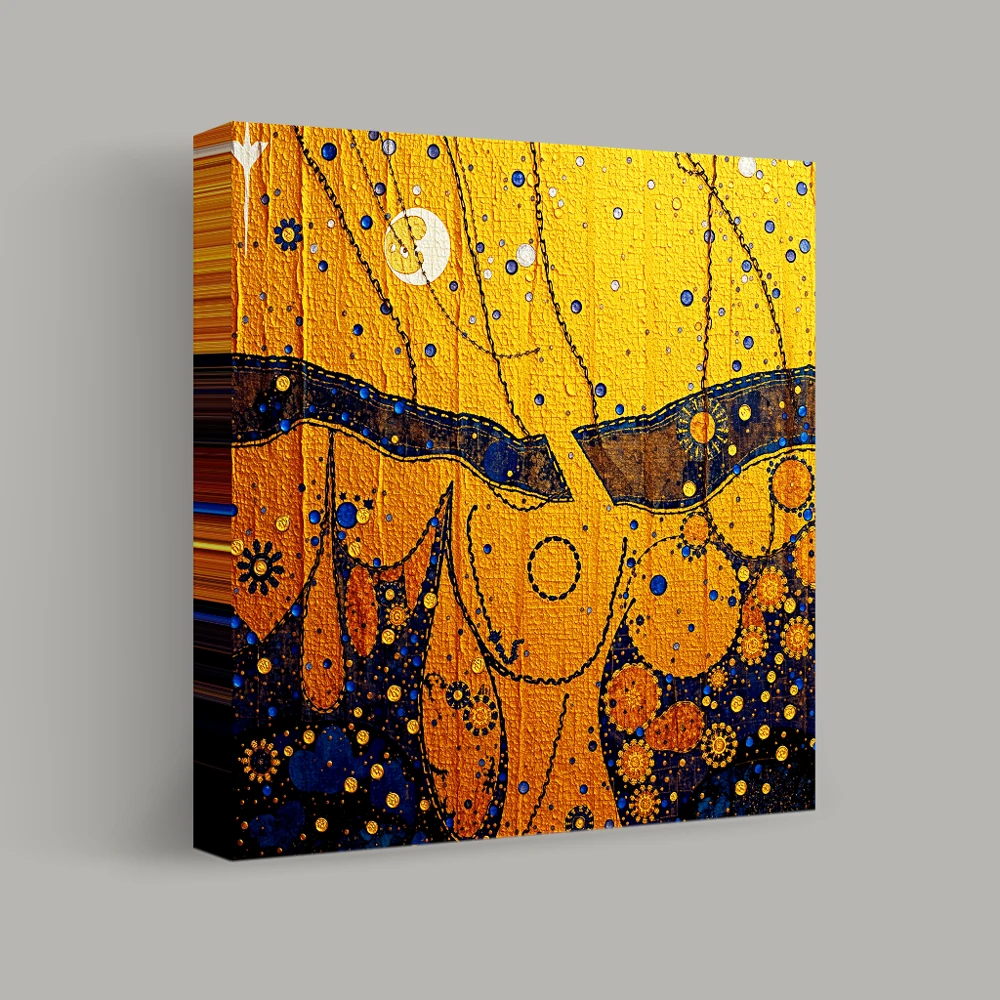 Celestial Tapestry of Gold and Blue — canvas