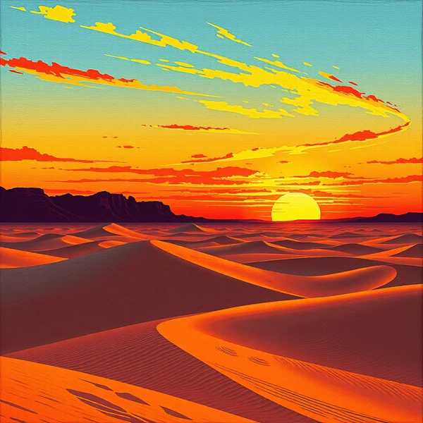 Dunes Beneath the Fiery Sky