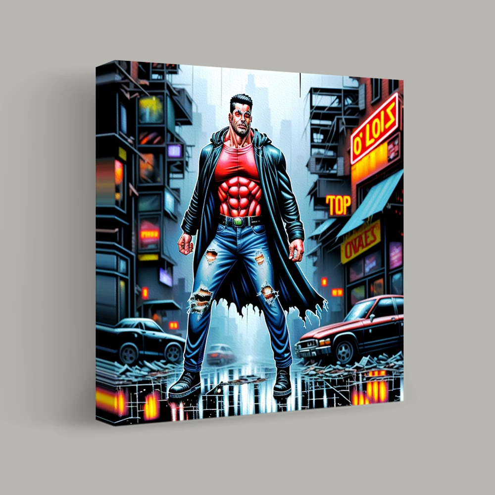 Vigilante of the Neon Vortex — canvas