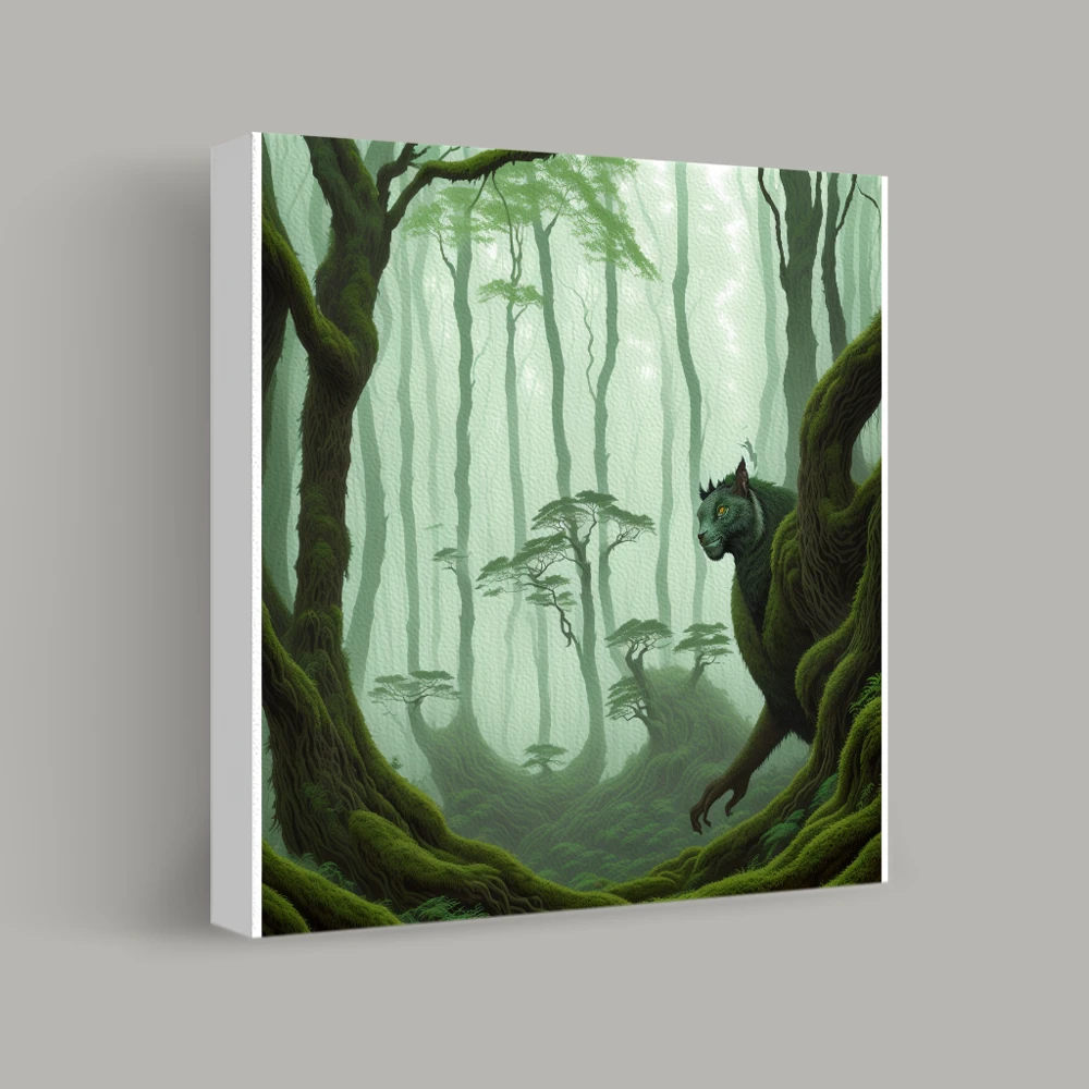 Whispering Woods and the Watchful Beast — canvas