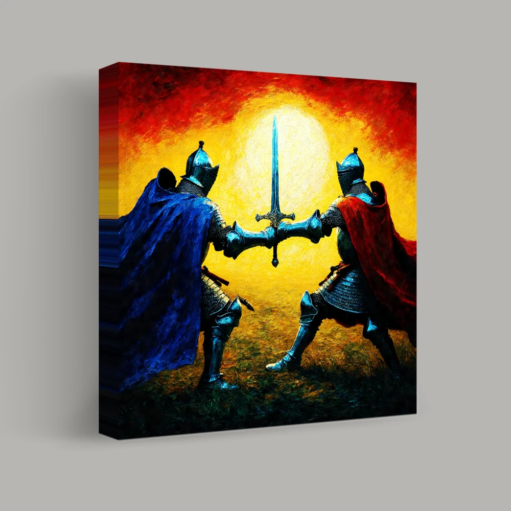 Clash at Sunset — canvas