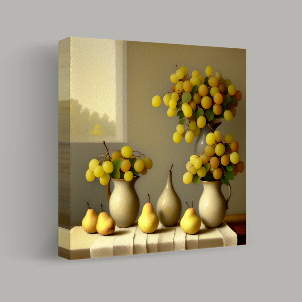 Pears and Grapes by the Window — canvas