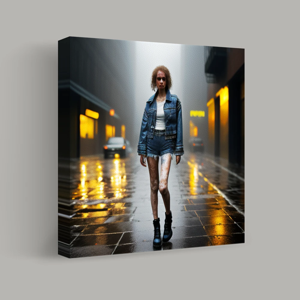 Walking Through Misty Streets — canvas