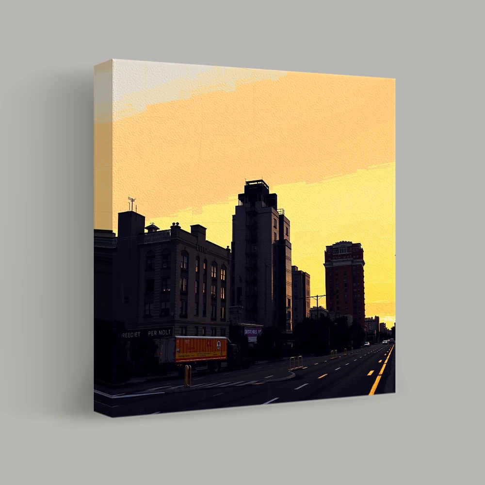 Urban Sunset Silhouettes — canvas