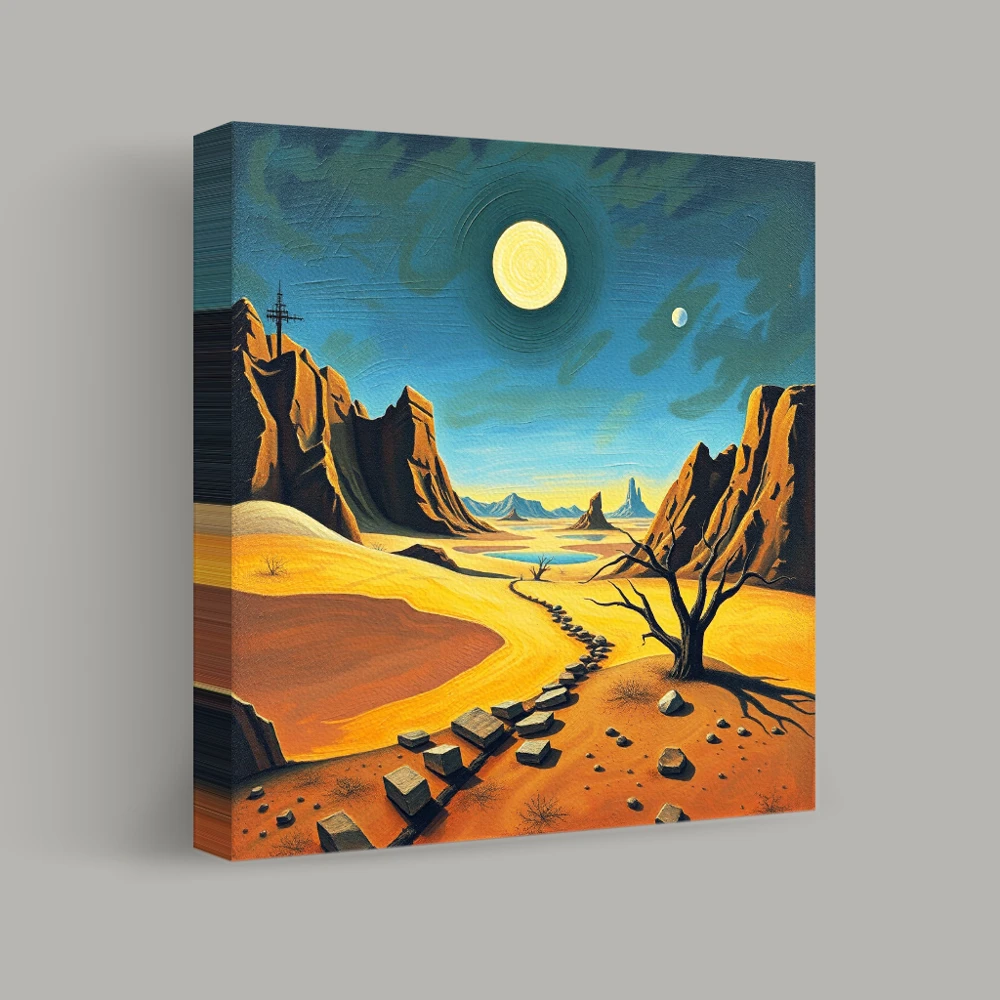 Moonlit Desert Pathway — canvas