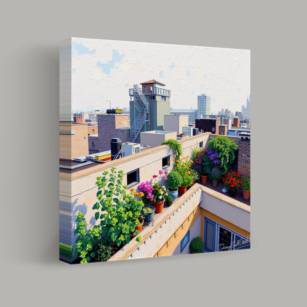 Rooftop Garden Oasis — canvas