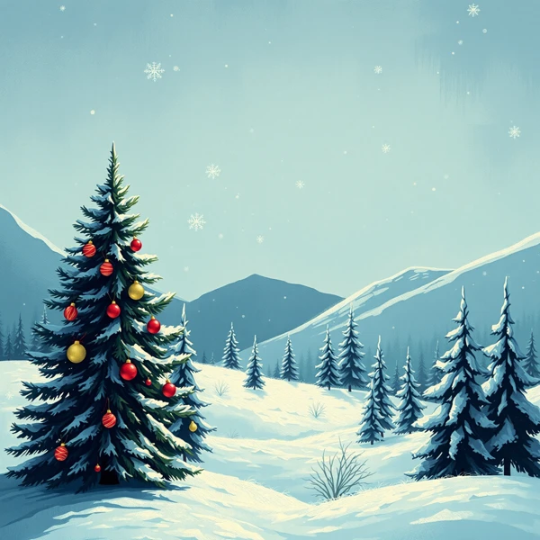 Evergreen in Winter's Embrace