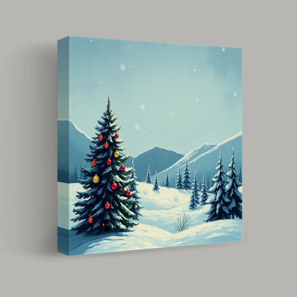 Evergreen in Winter's Embrace — canvas