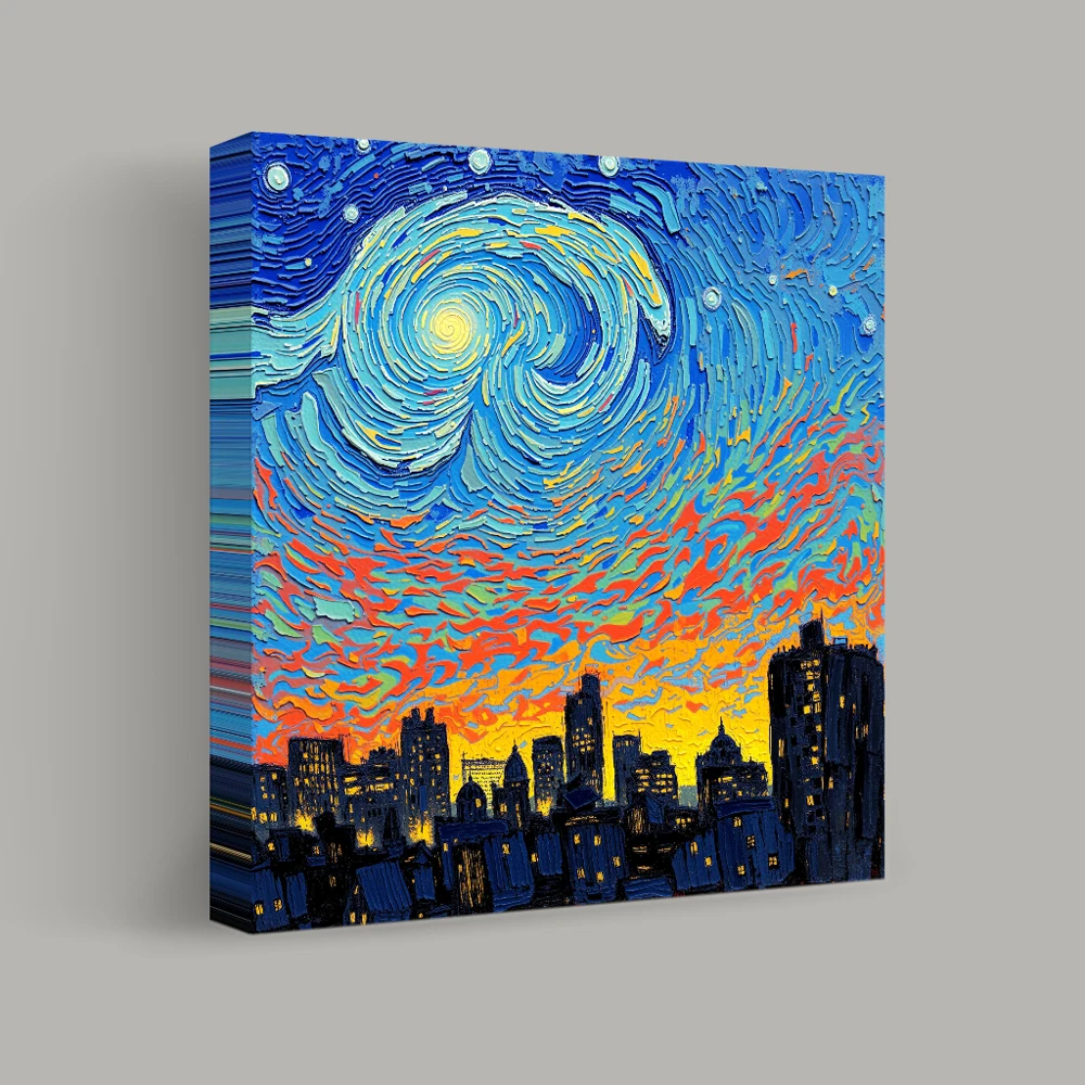 Whirling Night Above the City — canvas