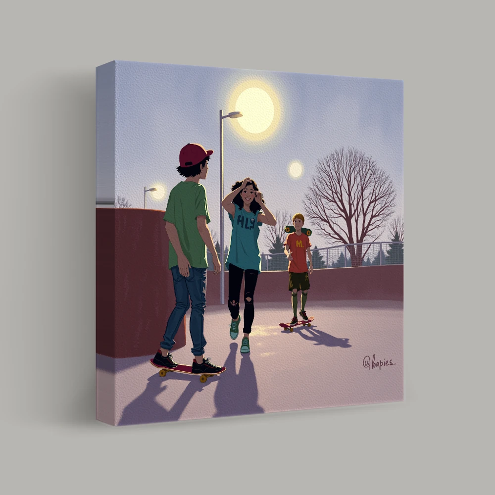 Sunset Skate Adventure — canvas