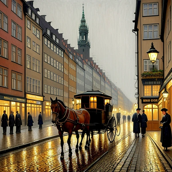 Twilight Carriage on Cobblestone Lane