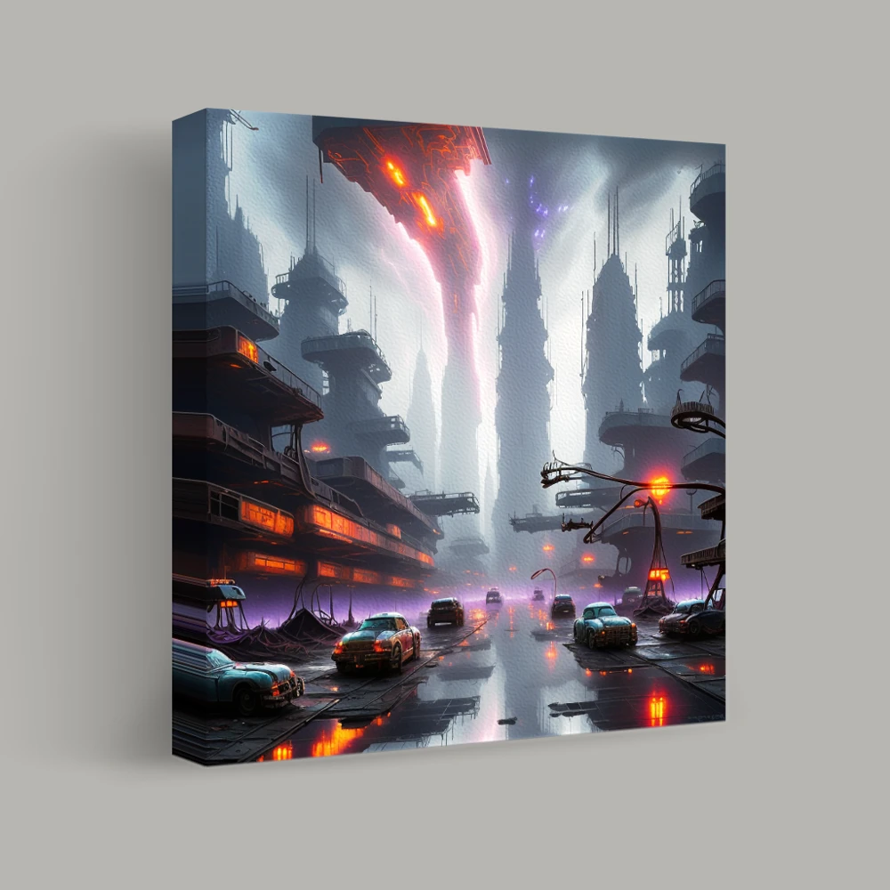 Neon Veins of the Future City — canvas