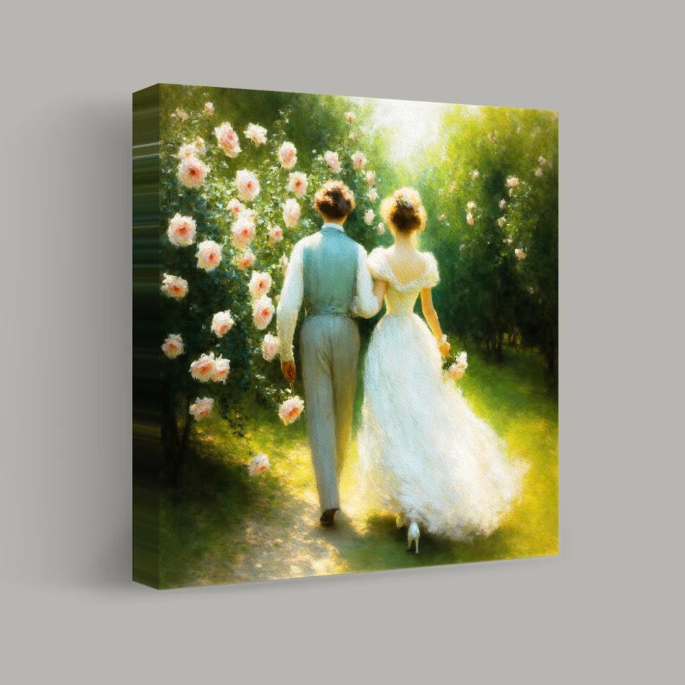 Strolling Through the Rose Garden — canvas