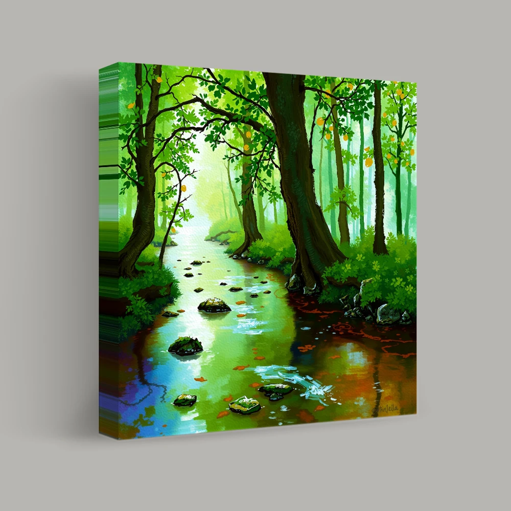 Serenity of the Woodland Stream — canvas