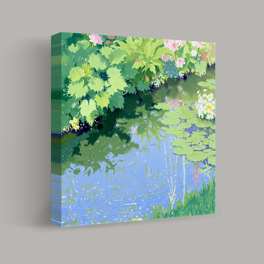 Reflections of a Garden Pond — canvas