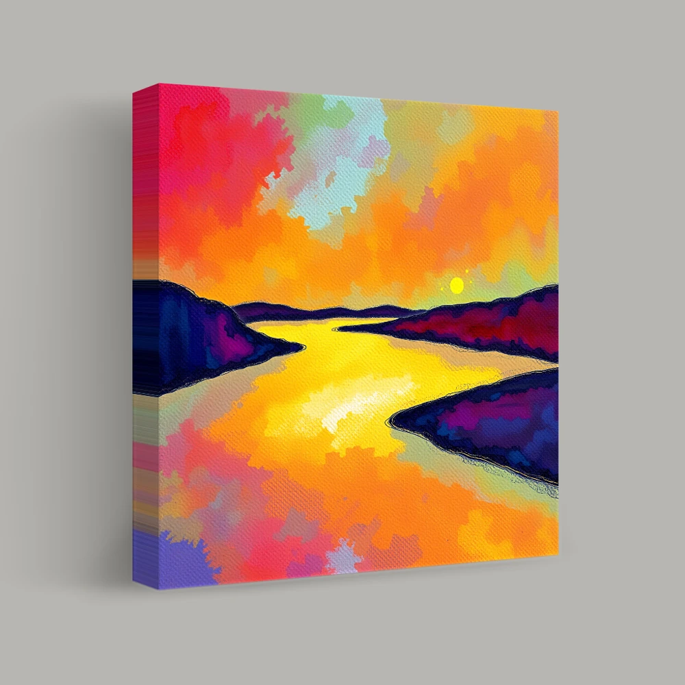 Stralende Rivier bij Dusk — canvas