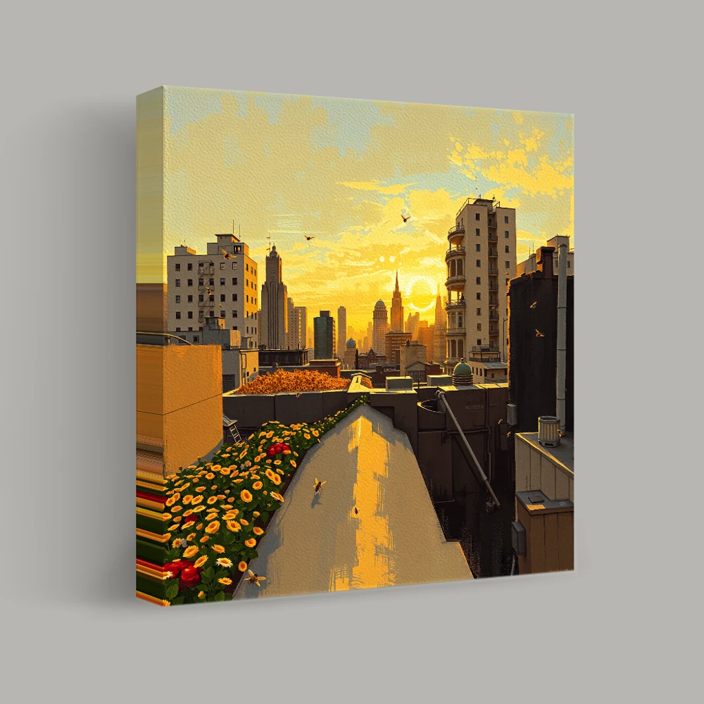 Sunlit Urban Horizon — canvas