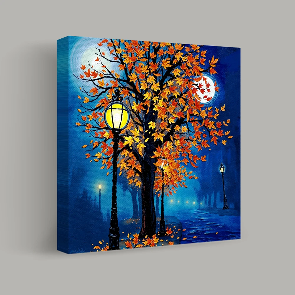 Moonlit Autumn Stroll — canvas