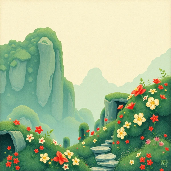 Pathway Through Blooming Hills