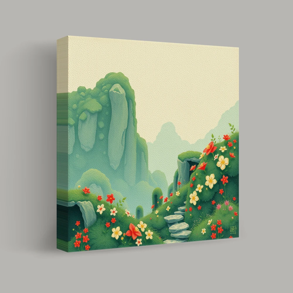Pathway Through Blooming Hills — canvas