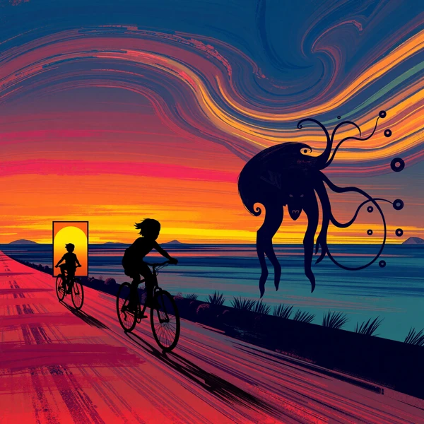 Cycling at Dusk view 2