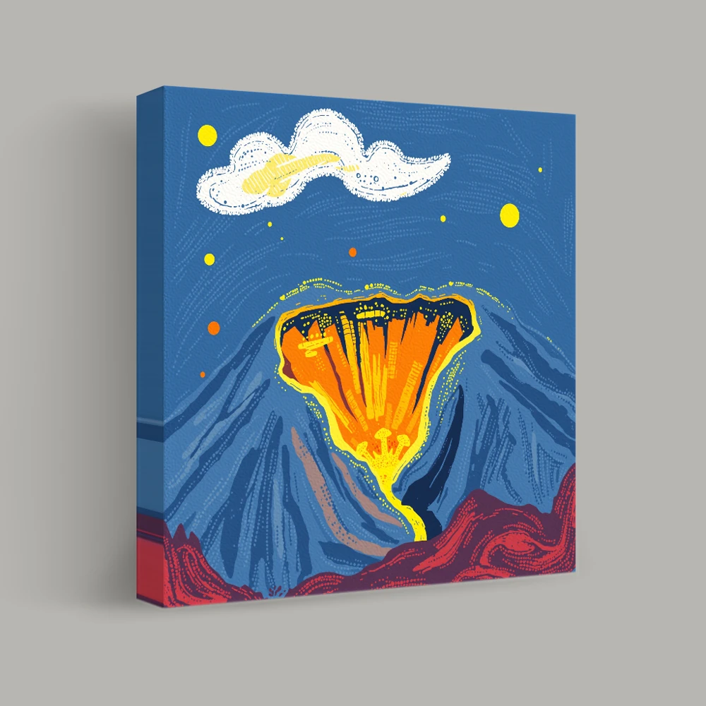 Eruption Under a Dotted Sky — canvas