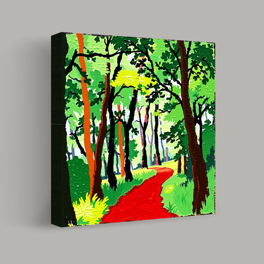 Pathway Through a Vibrant Forest — canvas