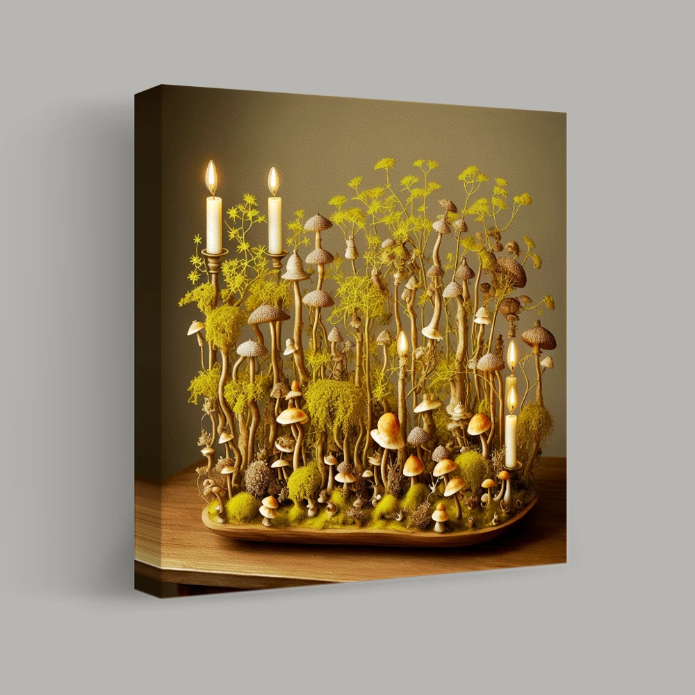 Verlichte Paddenstoelenbos — canvas