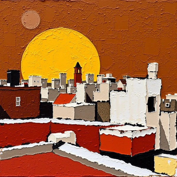 Rooftop Silhouettes at Sundown