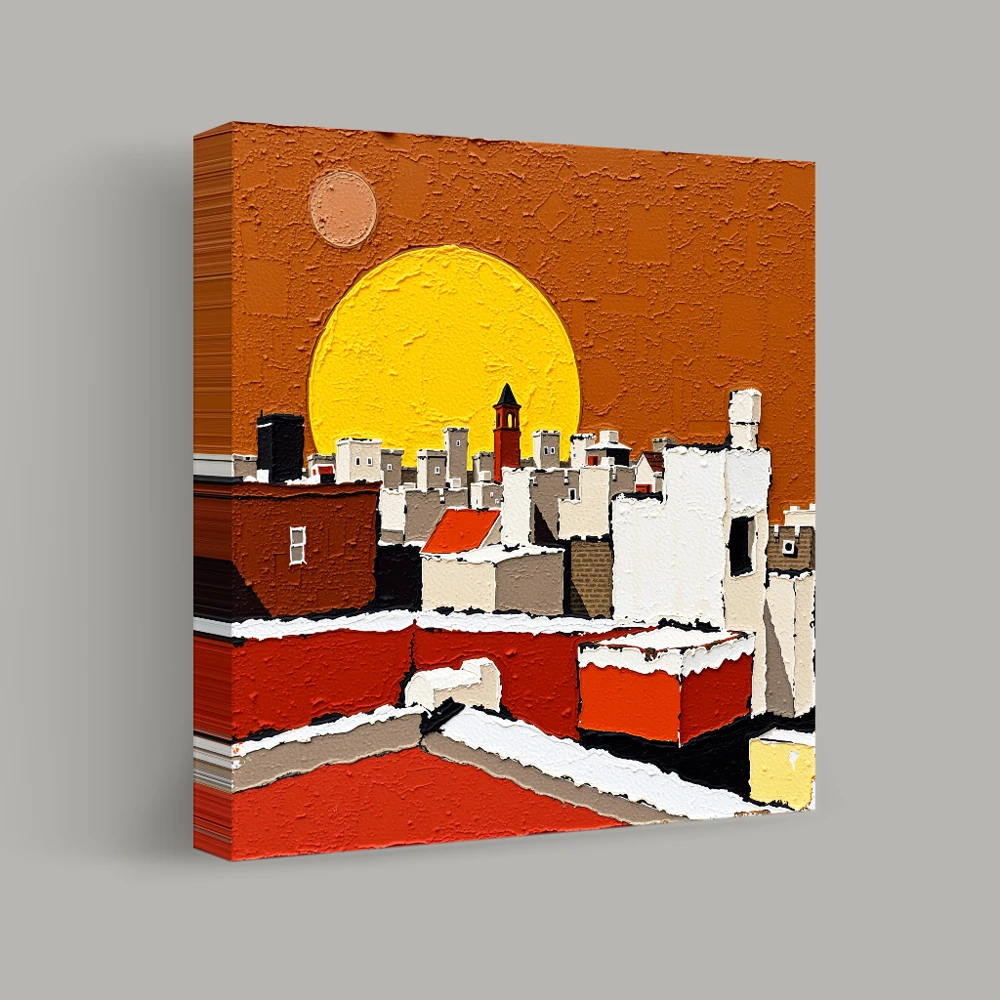 Rooftop Silhouettes at Sundown — canvas