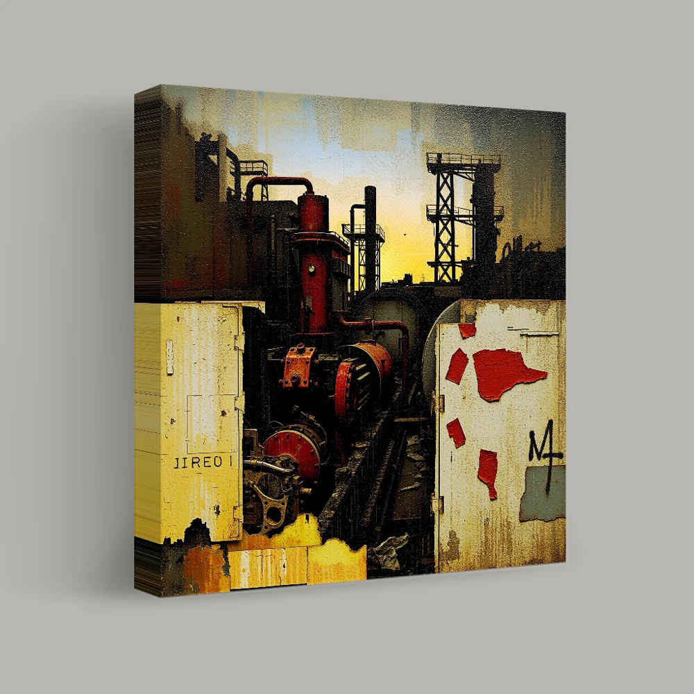Shadows of Industry at Sunset — canvas