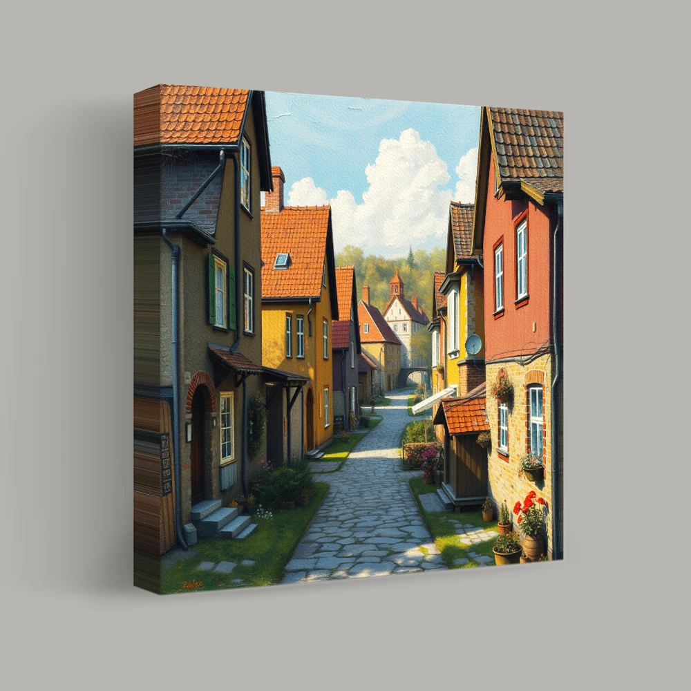 Cobblestone Village Serenity — canvas