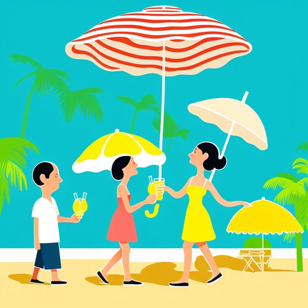 Zomerse Wandeling Onder Parasolhemels weergave 2