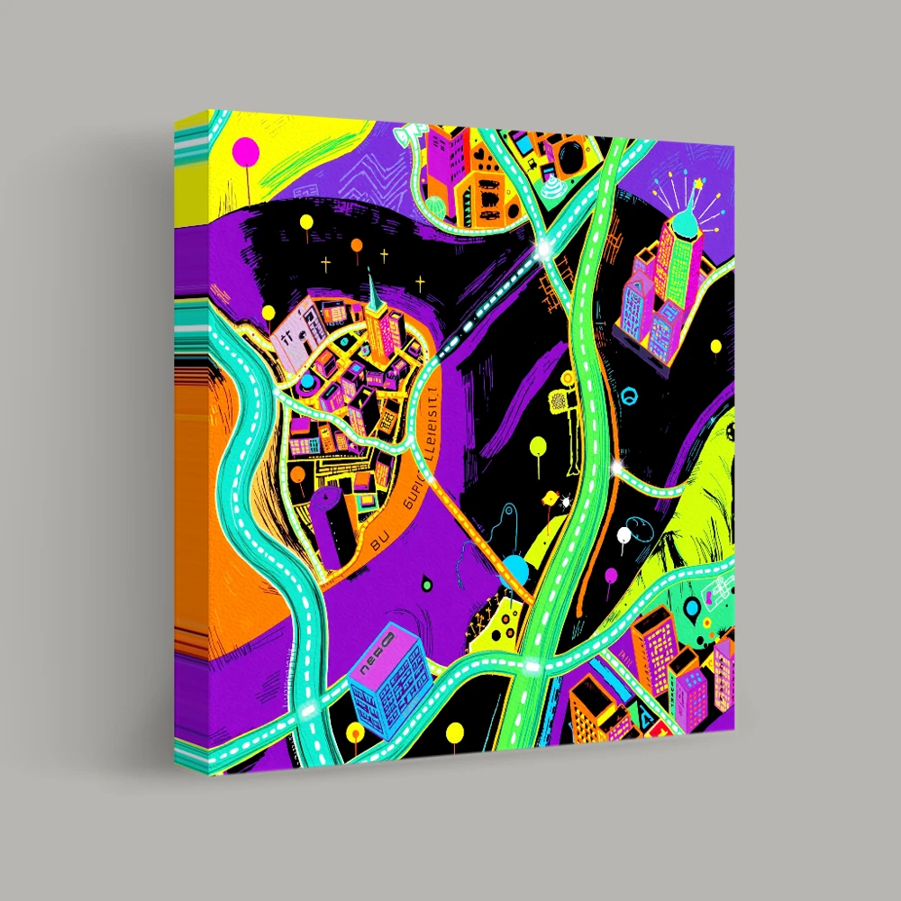 Neon Cartography — canvas