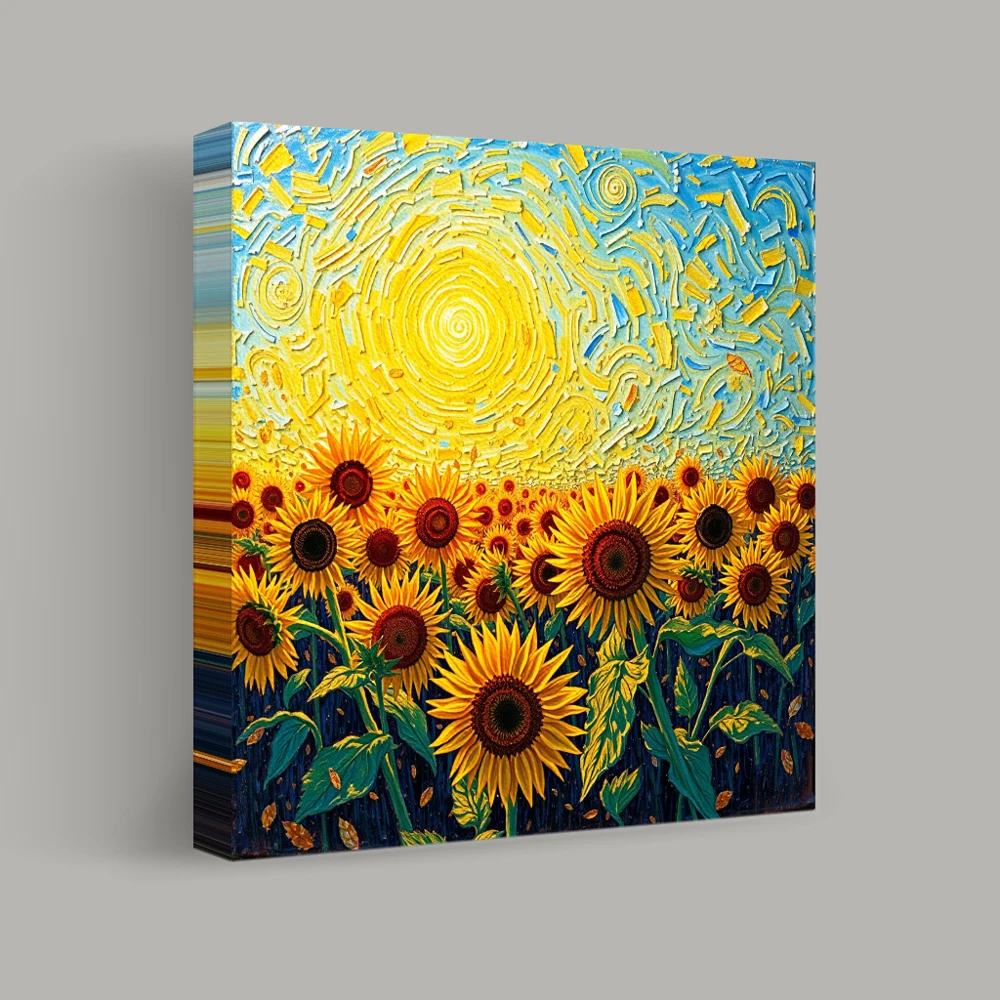 Sinfonía de girasoles iluminada por el sol — canvas