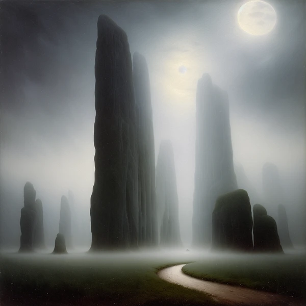 Towers in the Moonlit Mist