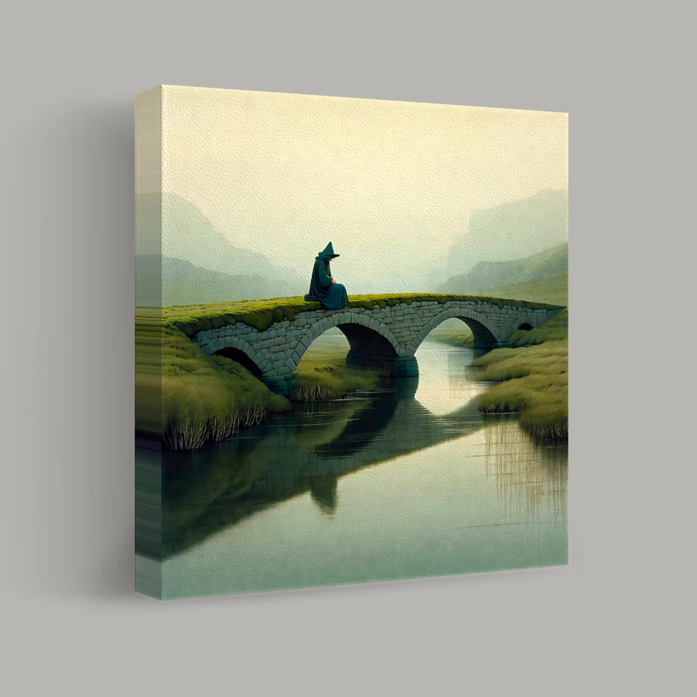 Silent Watch on the Stone Bridge — canvas