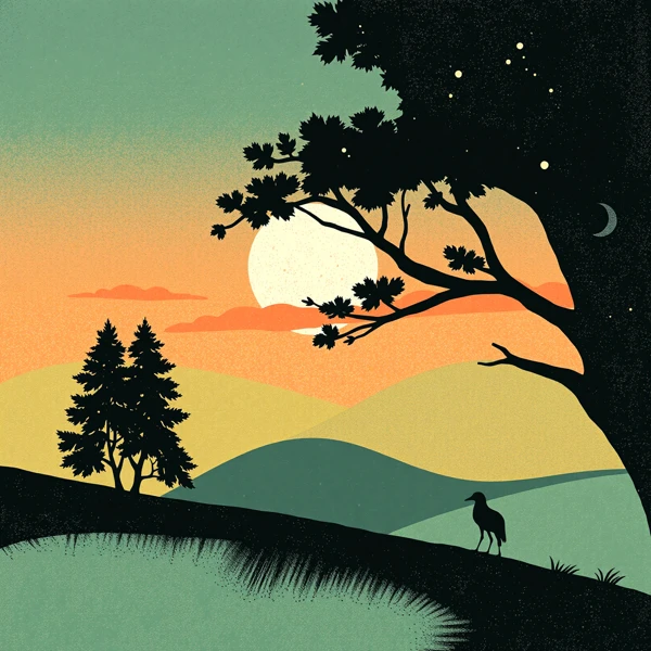 Sunset Silhouette Landscape view 2
